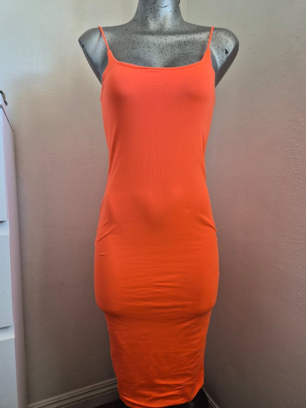 Hot Miami Styles orange spaghetti strap midi dress